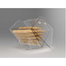 Contenitore espositore bauletto porta coni gelato da banco in plexiglass Forma romboidale design